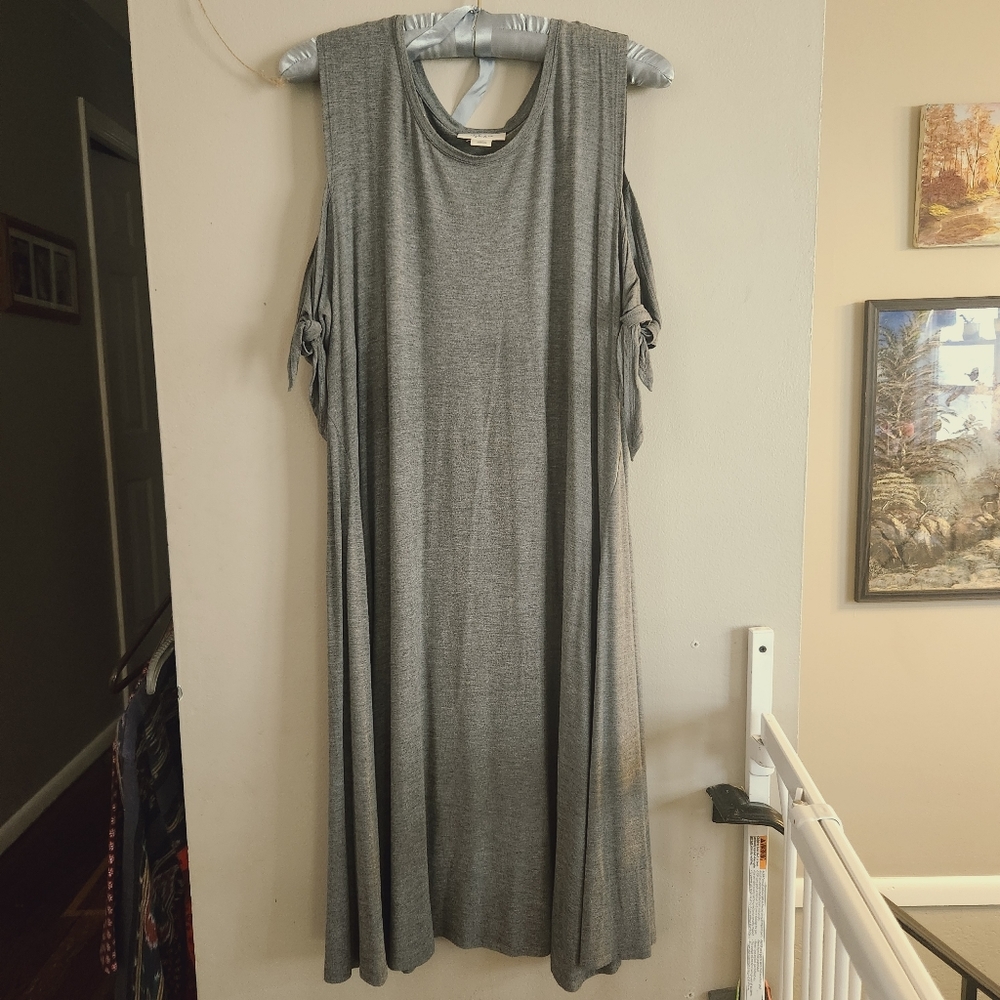 Style & Co XL Gray Cold Shoulder Stretchy Dress